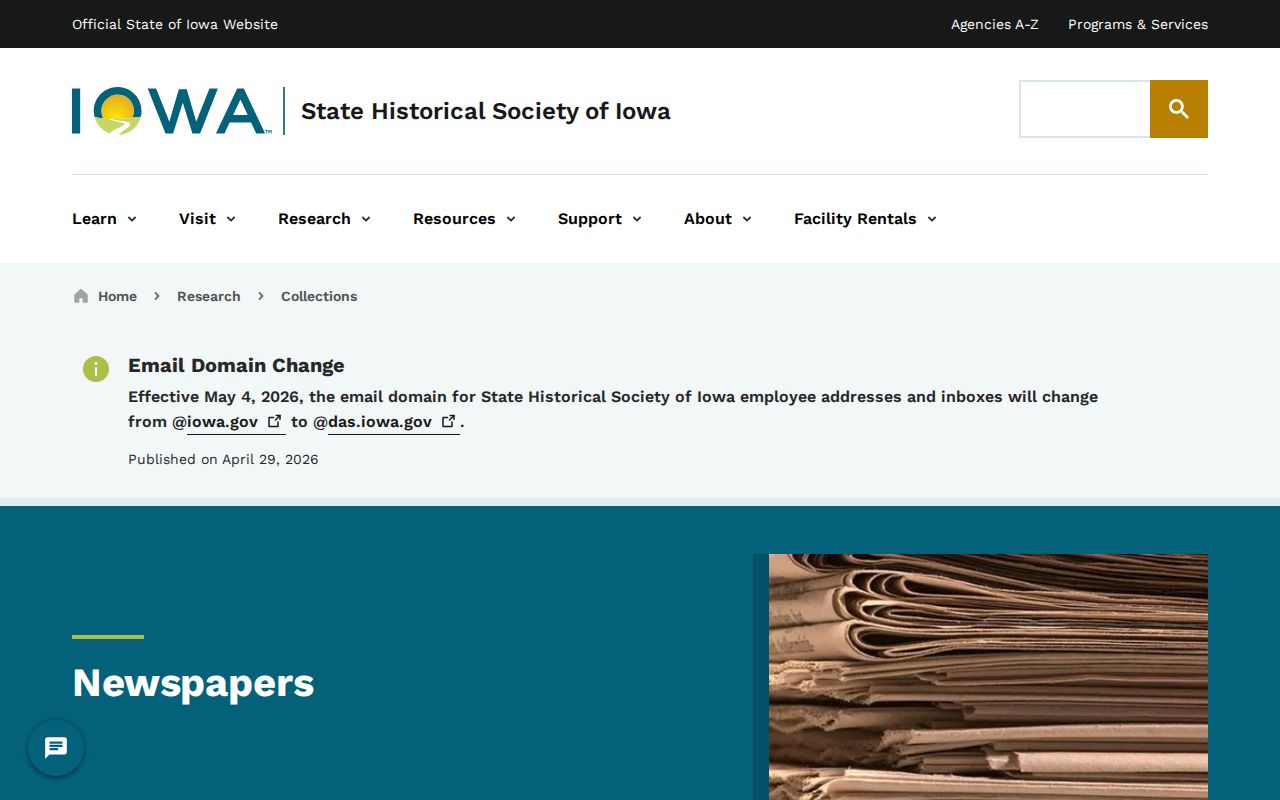 Iowa historical newspaper collections for Monroe County reporting