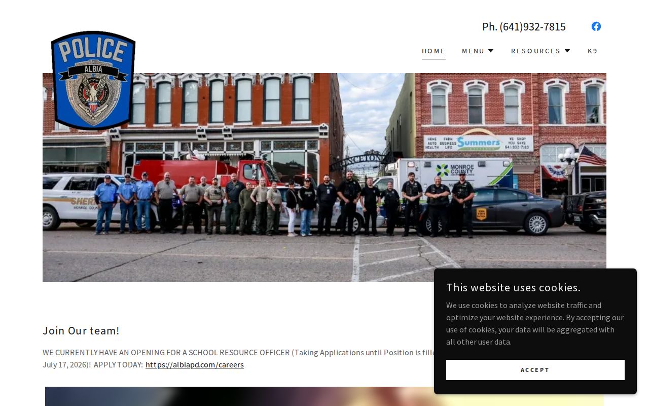 Current Albia Police Department public website